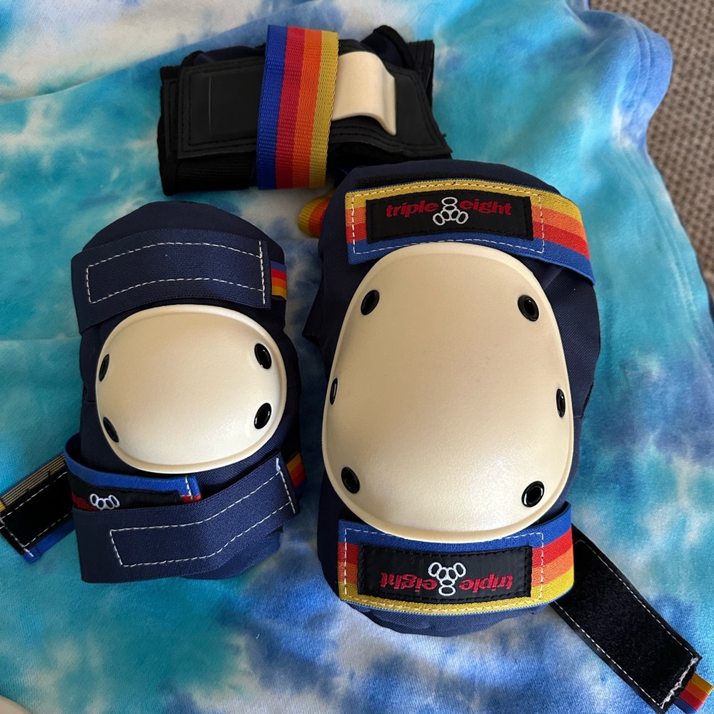 Triple Eight Protective Gear Set with Rainbow Straps